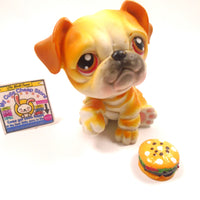 Littlest Pet Shop Bulldog #46 with a hamburger