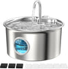Stainless Steel Cat Water Fountain: Cat Fountain with 6 Filters + 3 Sponges - 88oz/2.6L Pet Water Fountain for Cats Inside - Silent Cats Water Bowl Dispenser Kitty Drinking Fountains
