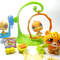Littlest Pet Shop Leopard #388 with accessories and 2 parakeets My Cute Cheap Store
