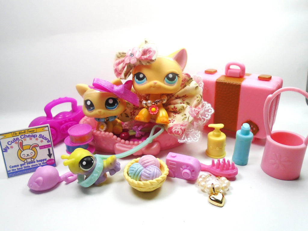 Littlest Pet Shop short hair cat #339 "Brooke " with Unique and Cute accessories and a Cricket and Kitten My Cute Cheap Store