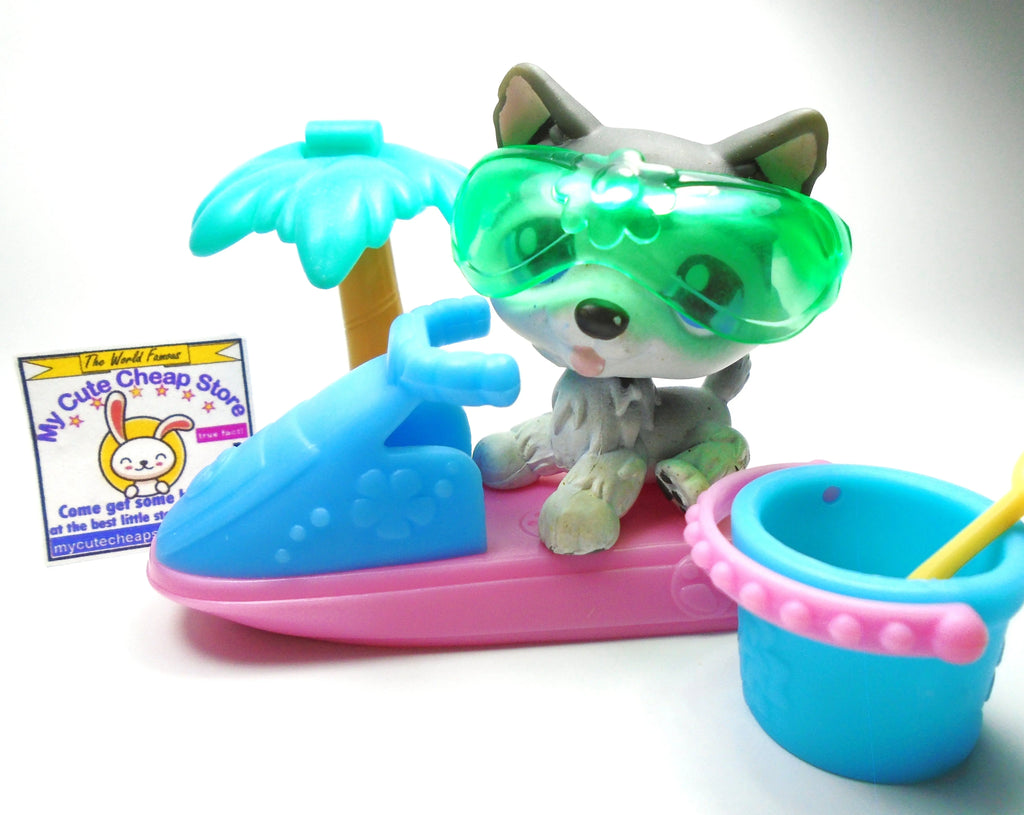 Littlest Pet Shop Husky dog #210 with accessories My Cute Cheap Store