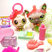 Littlest Pet Shop short hair cat #125 and kitten #100 with cute accessories My Cute Cheap Store