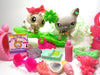 Littlest Pet Shop short hair cat #125 and kitten #100 with cute accessories My Cute Cheap Store