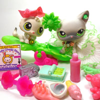 Littlest Pet Shop short hair cat #125 and kitten #100 with cute accessories My Cute Cheap Store