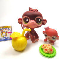 Littlest Pet Shop Mommy and Baby Monkey #2670, #2671 with accessories