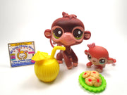Littlest Pet Shop Mommy and Baby Monkey #2670, #2671 with accessories - My Cute Cheap Store