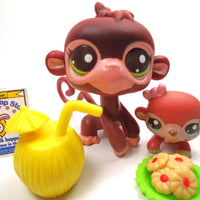 Littlest Pet Shop Mommy and Baby Monkey #2670, #2671 with accessories - My Cute Cheap Store
