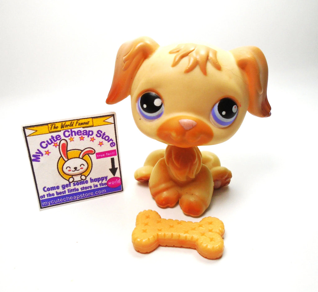Littlest Pet Shop Golden Retriever dog #286 with a bone My Cute Cheap Store