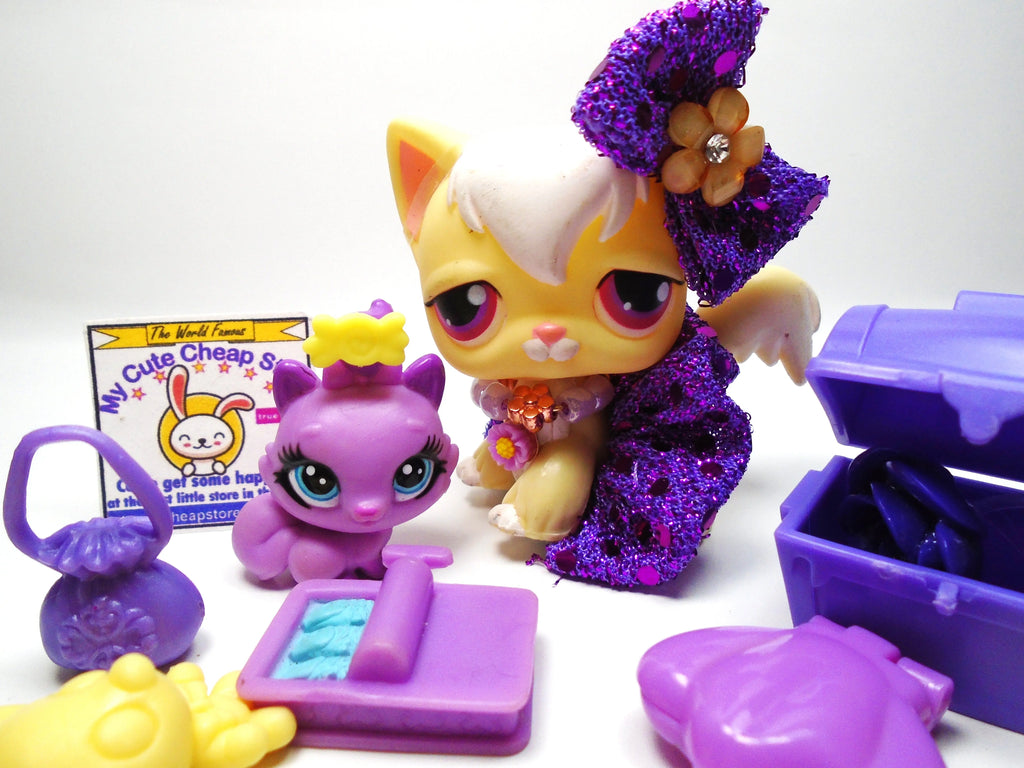 Littlest Pet Shop Angora cat #364 with cute accessories My Cute Cheap Store