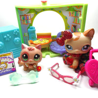 Littlest Pet Shop short hair cat #1024 and kitten #1818 with cute school accessories My Cute Cheap Store