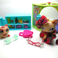 Littlest Pet Shop short hair cat #1024 and kitten #1818 with cute school accessories My Cute Cheap Store