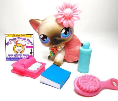 Littlest Pet Shop Siamese cat #5 with cute accessories My Cute Cheap Store