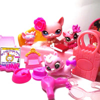 Littlest Pet Shop Rare Pink Sitting cat #2593 with unique and cute accessories plus minis My Cute Cheap Store