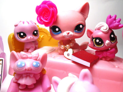 Littlest Pet Shop Rare Pink Sitting cat #2593 with unique and cute accessories plus minis My Cute Cheap Store