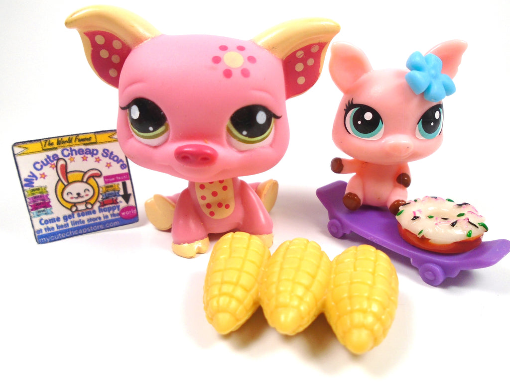 Littlest Pet Shop Pig #1858 with a baby piggy and accessories