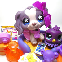 Littlest Pet Shop purple Cocker Spaniel #672 with cute accessories My Cute Cheap Store