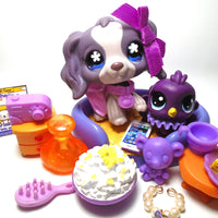Littlest Pet Shop purple Cocker Spaniel #672 with cute accessories My Cute Cheap Store