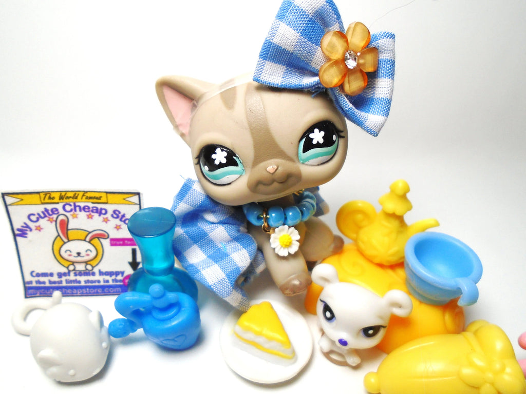 Littlest Pet Shop short hair cat #468 with cute and unique accessories My Cute Cheap Store