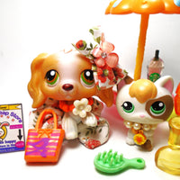 Littlest Pet Shop Cocker Spaniel #79 with kitten #1461 and unique accessories My Cute Cheap Store