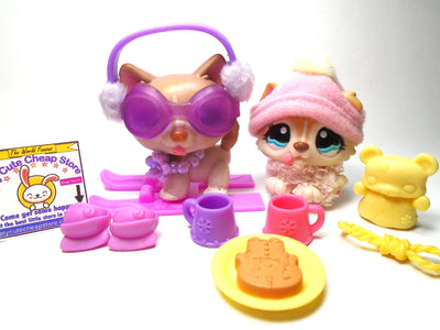 Littlest Pet Shop Mommy and Baby Husky #1012 #1013 with cute accessories My Cute Cheap Store