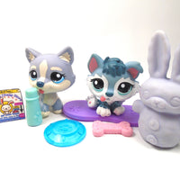 Littlest Pet Shop Mommy and baby Husky #1684#2036 with accessories