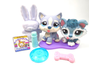 Littlest Pet Shop Mommy and baby Husky #1684#2036 with accessories - My Cute Cheap Store