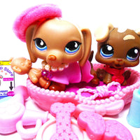Littlest Pet Shop Dachshund #1211 and baby boxer #1032 with cute accessories My Cute Cheap Store