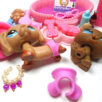 Littlest Pet Shop Dachshund #1211 and baby boxer #1032 with cute accessories My Cute Cheap Store
