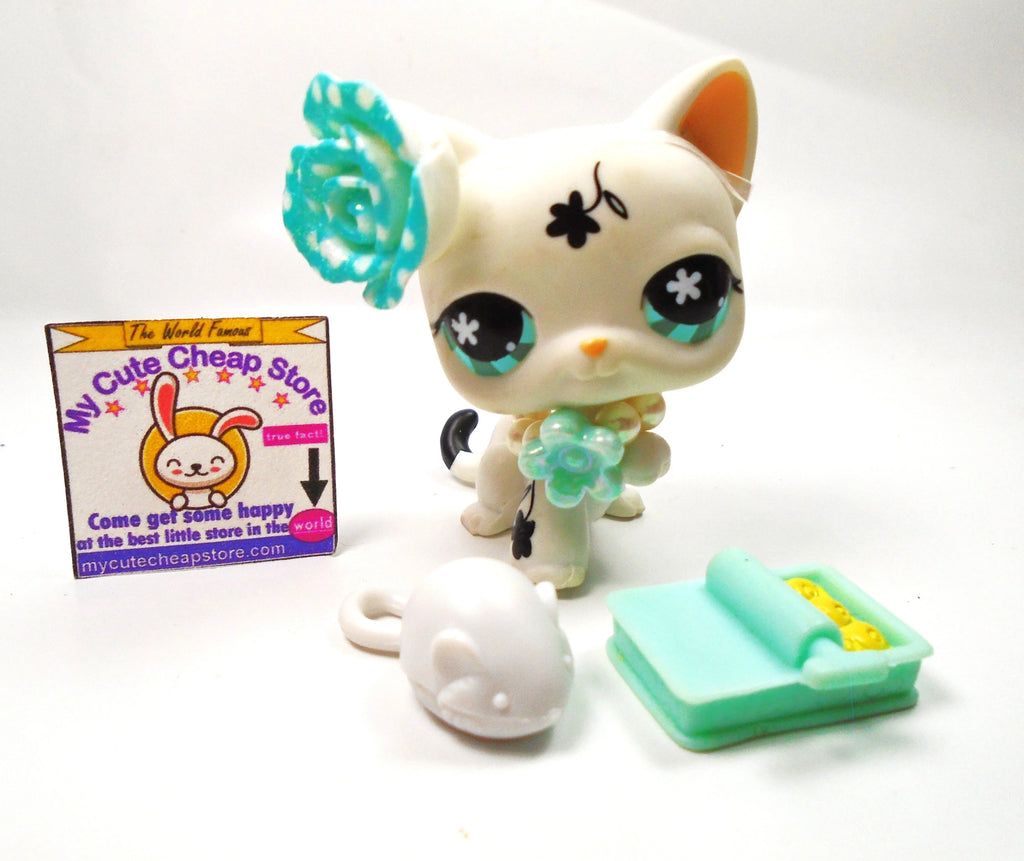 Littlest Pet Shop paw up flower cat #547 with accessories My Cute Cheap Store