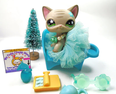 Littlest Pet Shop short hair cat #483 with cute accessories My Cute Cheap Store