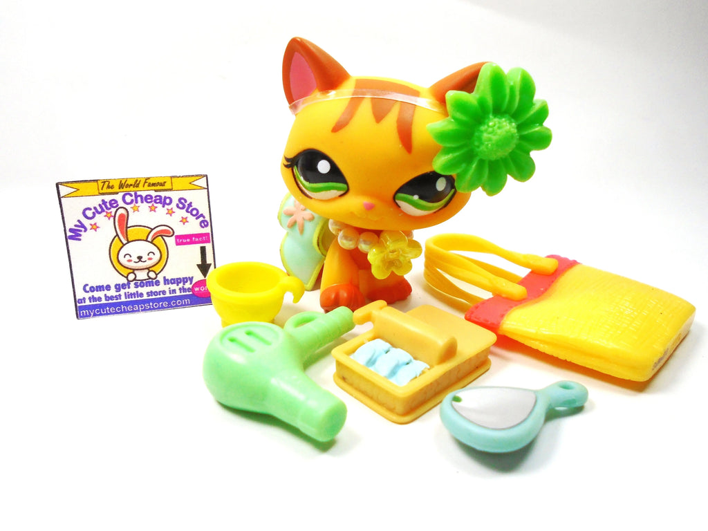 Littlest Pet Shop walking cat #1137 with cute accessories My Cute Cheap Store