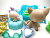 Littlest Pet Shop striped short hair cat #468 with cute accessories and a mini