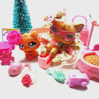 Littlest Pet Shop short hair cat #886 and kitten # 1371 with cute and unique accessories My Cute Cheap Store