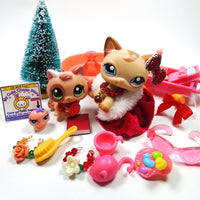 Littlest Pet Shop short hair cat #1024 and a kitten #1818 with cute accessories My Cute Cheap Store