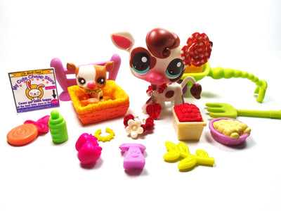 Littlest Pet Shop Mommy and baby cow #2505 #2606 with accessories My Cute Cheap Store