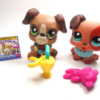 Littlest Pet Shop glitter Boxer # 2350 and baby boxer #2235 with accessories