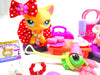 Littlest Pet Shop Valentine's Day Short Hair Cat Brooke #339 hamster #1371 with cute accessories My Cute Cheap Store