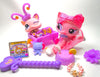 Littlest Pet Shop Walking Destiny Cat #1312 kitten #1481 with cute accessories authentic My Cute Cheap Store