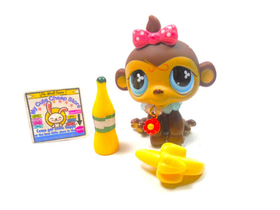 Littlest Pet Shop Baby Monkey with Bow #501 with cute accessories Authentic My Cute Cheap Store