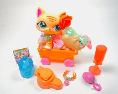 Littlest Pet Shop Walking Destiny Cat #1572 Hamster Mouse #1618 with cute accessories My Cute Cheap Store