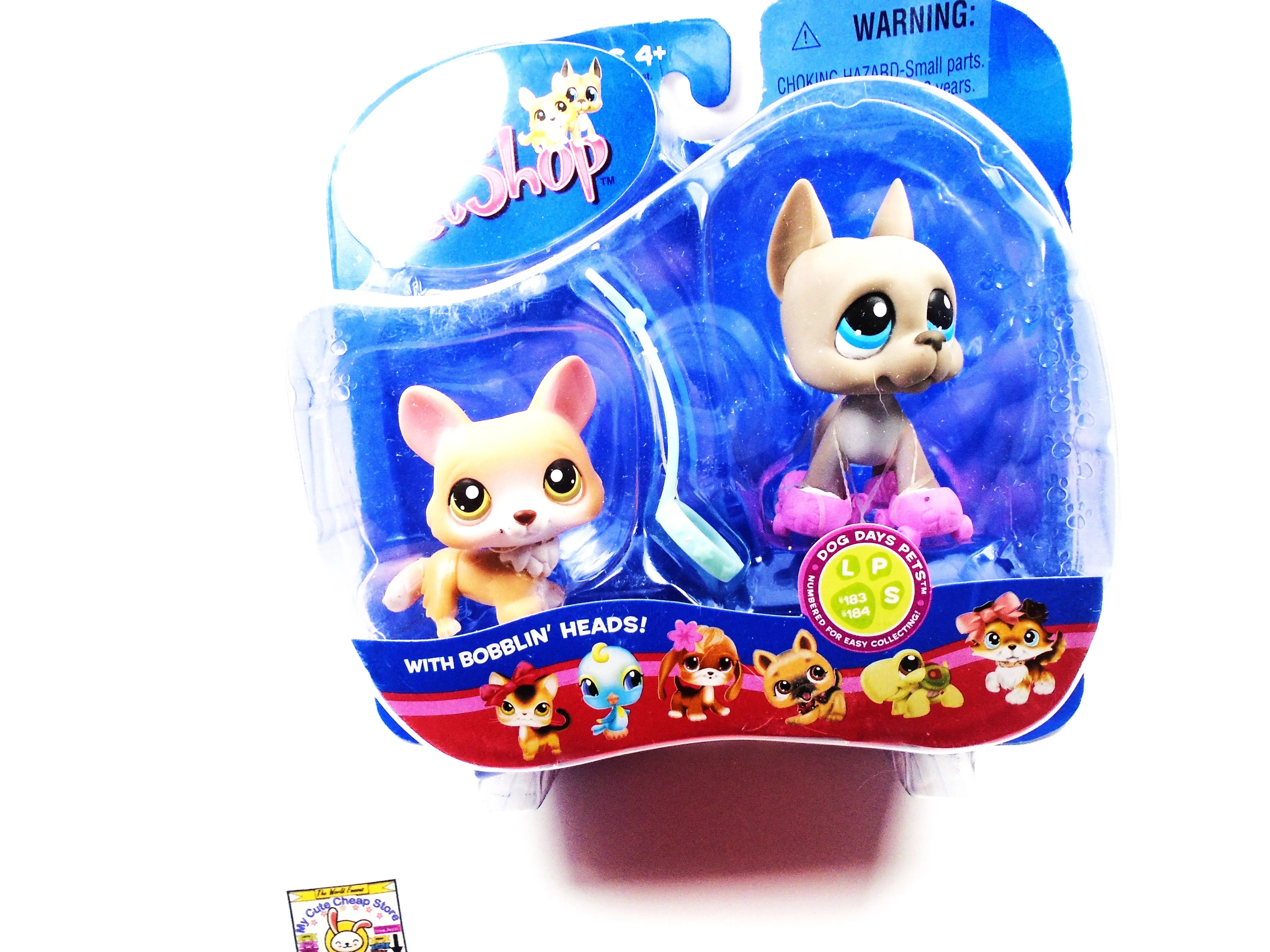 Littlest Pet Shop Pet Pairs Corgi #183 Great Dane #184 New in Box