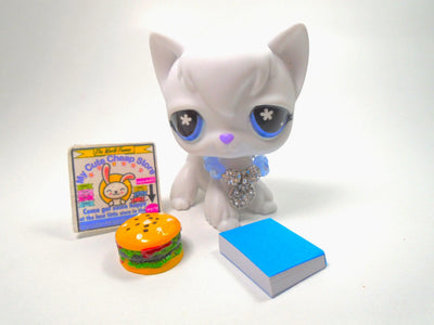 Littlest Pet Shop G7 Series 5 White Angora Cat #452 with cute accessories My Cute Cheap Store