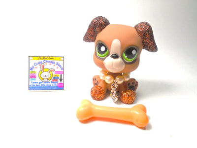 Littlest Pet Shop Glitter Boxer Dog #2351 with cute accessories My Cute Cheap Store