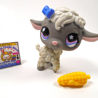 Littlest Pet Shop gray Lamb #549 with a corn