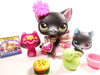 Littlest Pet Shop black short hair cat #336 with cute accessories