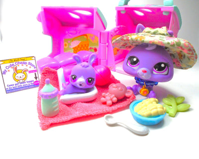Littlest Pet Shop Mommy Baby Bunny Rabbit #3591 #3592 & cute accessories My Cute Cheap Store