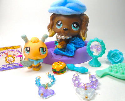 Littlest Pet Shop Cocker Spaniel #960 Bee #1375 & cute accessories authentic My Cute Cheap Store