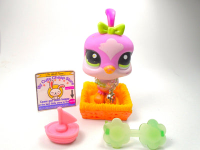 Littlest Pet Shop Pink Purple Quail Bird #2071 with cute accessories authentic My Cute Cheap Store