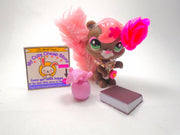 Littlest Pet Shop Pink Fluffy Tail Squirrel #2641 with cute accessories