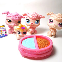 Littlest Pet Shop lot of 4 Poodle dogs with a fancy plate